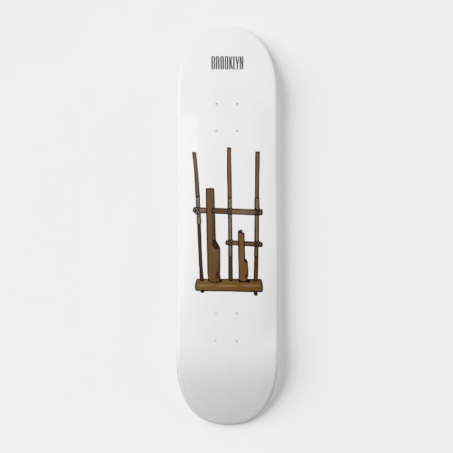 Angklung cartoon illustration skateboard (Front)