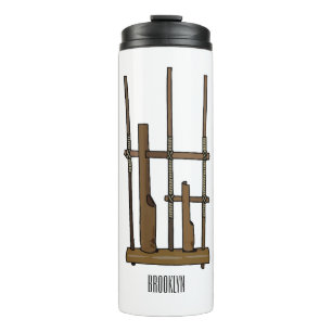 Angklung cartoon illustration thermal tumbler
