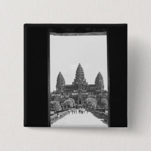 Angkor Cambodia, Angkor Wat Doorway View 2 15 Cm Square Badge