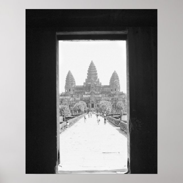 Angkor Cambodia, Angkor Wat Doorway View Poster (Front)