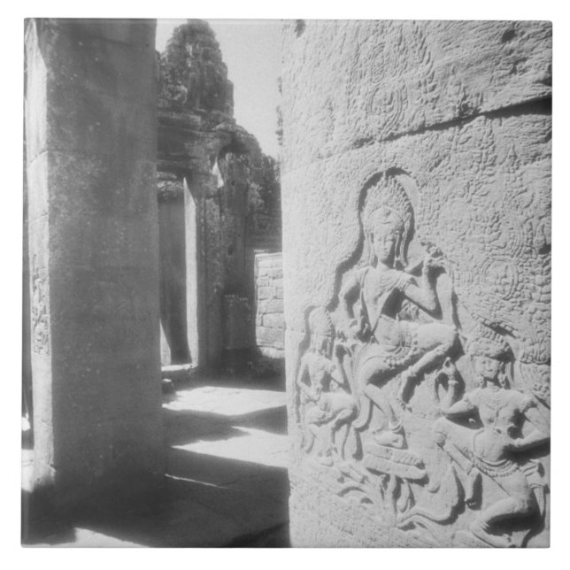 Angkor Cambodia, Apsara Carving The Bayon 2 Tile (Front)