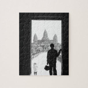 Angkor Cambodia, Doorway & Person Angkor Wat Jigsaw Puzzle