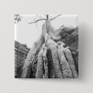 Angkor Cambodia, Tree Ta Prohm 15 Cm Square Badge