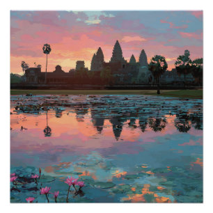 Angkor Siem Wat Reap Cambodian Lake Poster