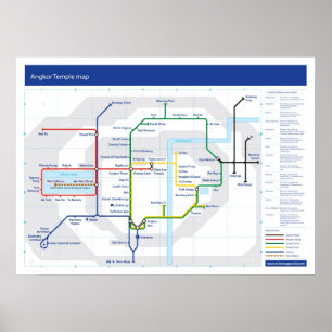 Angkor Temple tube map Poster