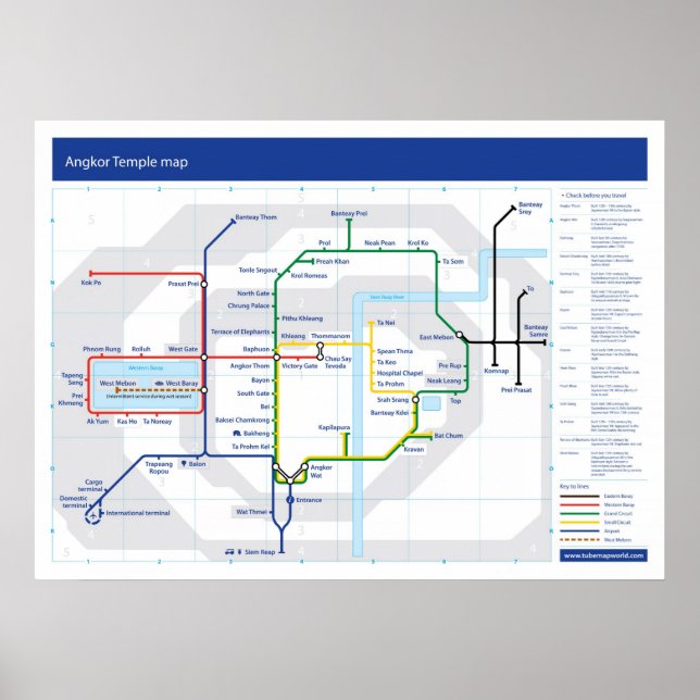 Angkor Temple tube map Poster (Front)