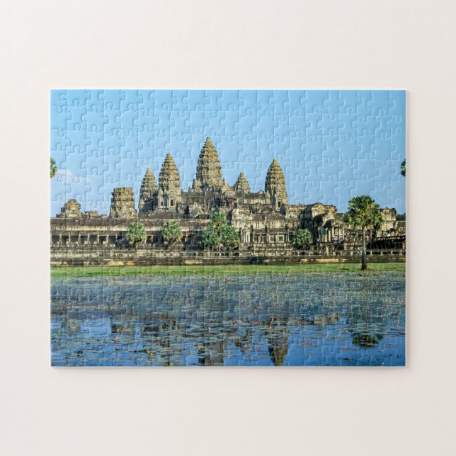 Angkor Wat and reflection in the lake - Cambodia Jigsaw Puzzle (Horizontal)