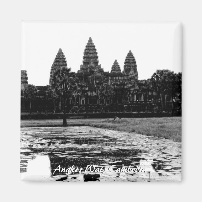 Angkor Wat Cambodia Black & White Magnet (Front)