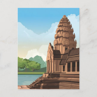 Angkor Wat Cambodia Drawing Postcard