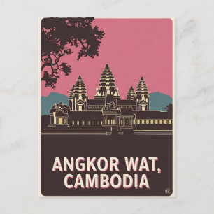 Angkor Wat Cambodia Illustration Postcard