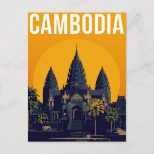 Angkor Wat Cambodia Retro Postcard
