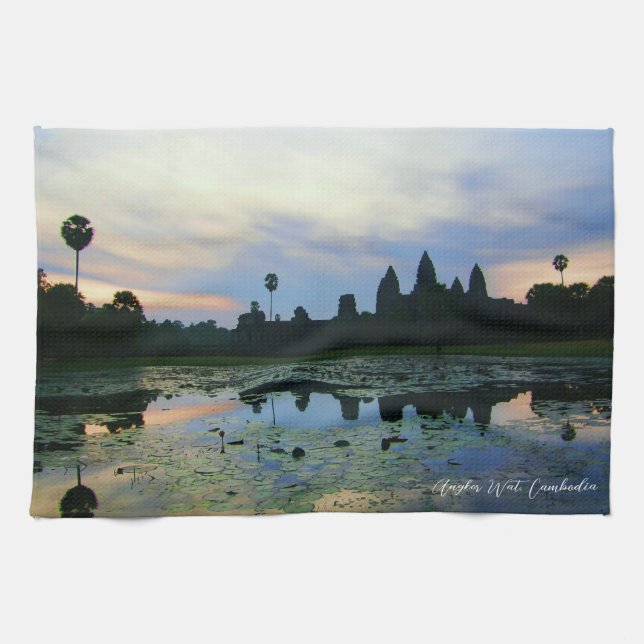 Angkor Wat, Cambodia Sunrise Reflection Tea Towel (Horizontal)