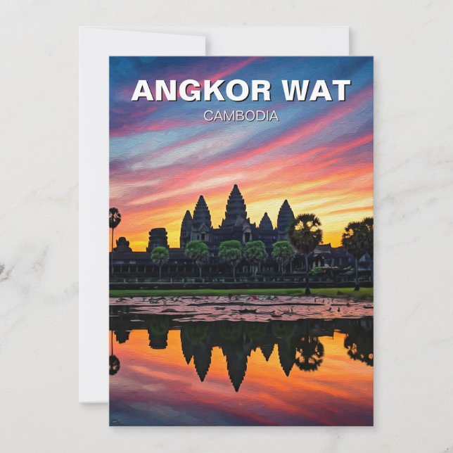 Angkor Wat Cambodia Sunset Holiday Card (Front)