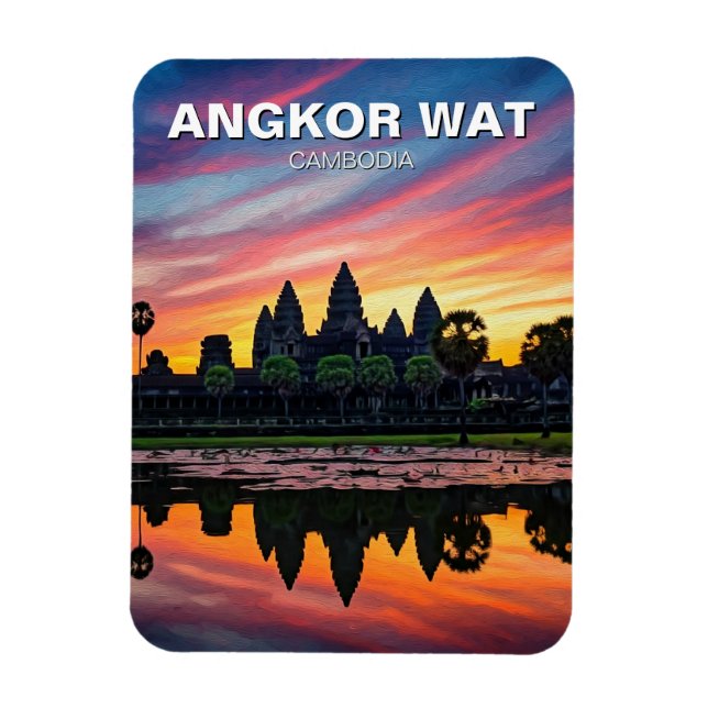 Angkor Wat Cambodia Sunset Magnet (Vertical)