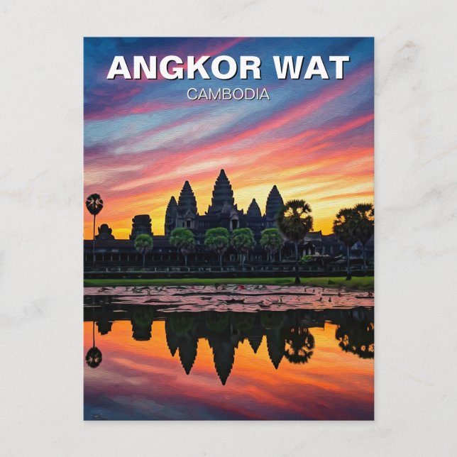 Angkor Wat Cambodia Sunset Postcard (Front)