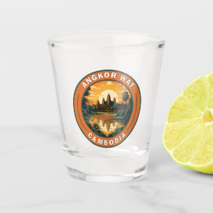 Angkor Wat Cambodia Travel Art Badge Shot Glass
