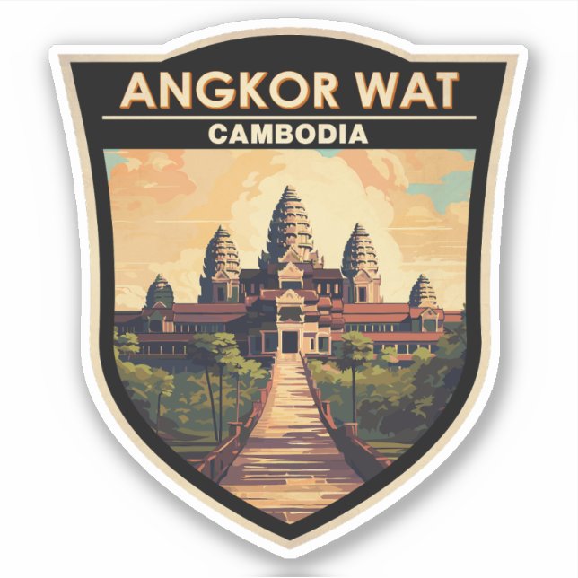 Angkor Wat Cambodia Travel Art Vintage (Front)