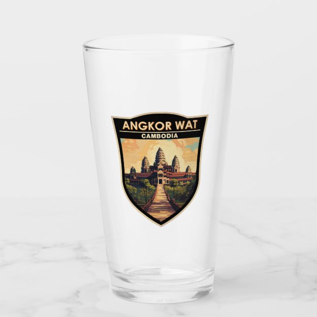 Angkor Wat Cambodia Travel Art Vintage Glass (Front)