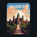 Angkor Wat Cambodia Travel Art Vintage Magnet<br><div class="desc">Angkor Wat vector artwork. Angkor Wat is a temple complex in Cambodia that's considered the world's largest religious structure by Guinness World Records. It's located in the ancient Khmer capital city of Angkor,  in northern Cambodia.</div>