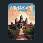 Angkor Wat Cambodia Travel Art Vintage Magnet<br><div class="desc">Angkor Wat vector artwork. Angkor Wat is a temple complex in Cambodia that's considered the world's largest religious structure by Guinness World Records. It's located in the ancient Khmer capital city of Angkor,  in northern Cambodia.</div>