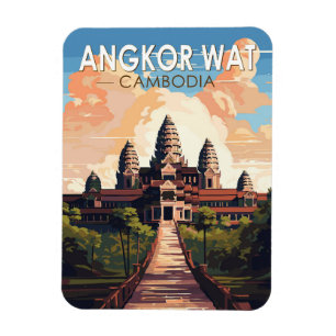 Angkor Wat Cambodia Travel Art Vintage Magnet
