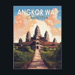 Angkor Wat Cambodia Travel Art Vintage Postcard<br><div class="desc">Angkor Wat vector artwork. Angkor Wat is a temple complex in Cambodia that's considered the world's largest religious structure by Guinness World Records. It's located in the ancient Khmer capital city of Angkor,  in northern Cambodia.</div>