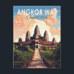 Angkor Wat Cambodia Travel Art Vintage Postcard<br><div class="desc">Angkor Wat vector artwork. Angkor Wat is a temple complex in Cambodia that's considered the world's largest religious structure by Guinness World Records. It's located in the ancient Khmer capital city of Angkor,  in northern Cambodia.</div>