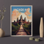 Angkor Wat Cambodia Travel Art Vintage Poster<br><div class="desc">Angkor Wat vector artwork. Angkor Wat is a temple complex in Cambodia that's considered the world's largest religious structure by Guinness World Records. It's located in the ancient Khmer capital city of Angkor,  in northern Cambodia.</div>