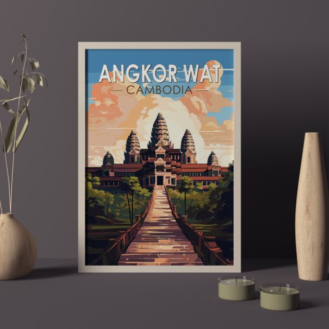 Angkor Wat Cambodia Travel Art Vintage Poster (Creator Uploaded)