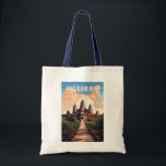 Angkor Wat Cambodia Travel Art Vintage Tote Bag<br><div class="desc">Angkor Wat vector artwork. Angkor Wat is a temple complex in Cambodia that's considered the world's largest religious structure by Guinness World Records. It's located in the ancient Khmer capital city of Angkor,  in northern Cambodia.</div>