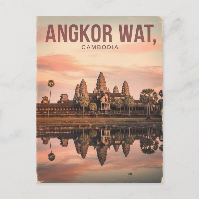 Angkor Wat Cambodia Vintage Postcard (Front)