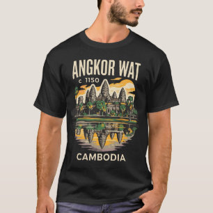 Angkor Wat Cambodia Vintage Travel Poster Retro 70 T-Shirt