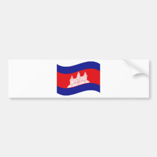 Angkor Wat Cambodian Flag Wave Bumper Sticker