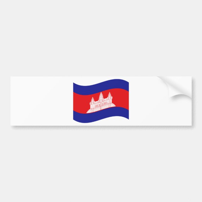 Angkor Wat Cambodian Flag Wave Bumper Sticker (Front)