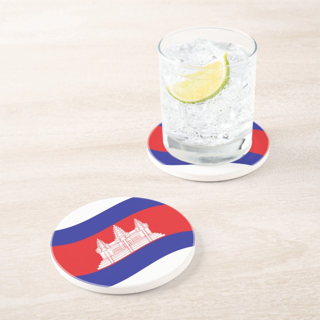 Angkor Wat Cambodian Flag Wave Coaster (Side)