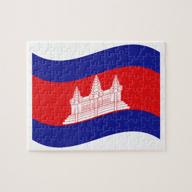 Angkor Wat Cambodian Flag Wave Jigsaw Puzzle (Horizontal)