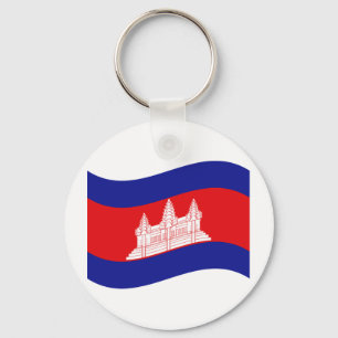 Angkor Wat Cambodian Flag Wave Key Ring
