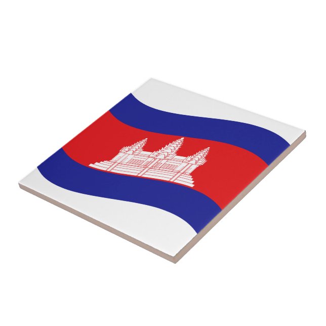 Angkor Wat Cambodian Flag Wave Tile (Side)