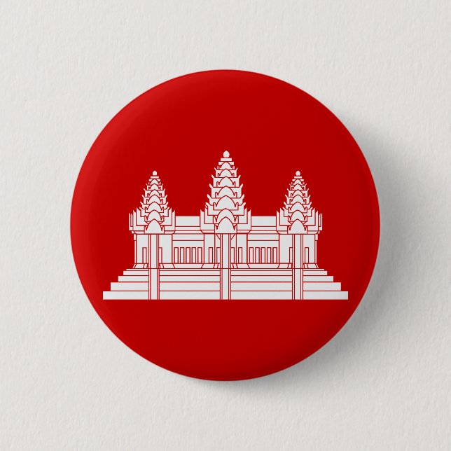 Angkor Wat Cambodian / Khmer Flag 6 Cm Round Badge (Front)