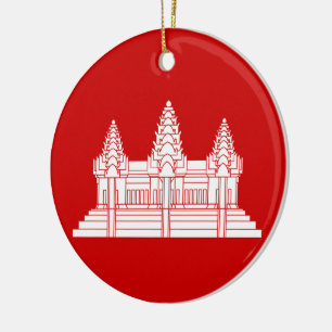 Angkor Wat Cambodian / Khmer Flag Ceramic Tree Decoration