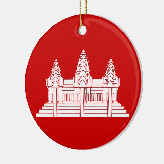 Angkor Wat Cambodian / Khmer Flag Ceramic Tree Decoration (Left)