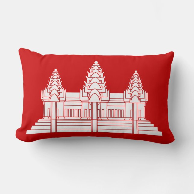 Angkor Wat Cambodian / Khmer Flag Lumbar Cushion (Front)