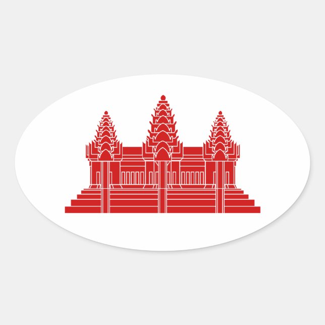 Angkor Wat Cambodian / Khmer Flag Oval Sticker (Front)