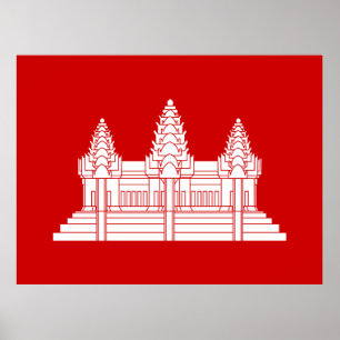Angkor Wat Cambodian / Khmer Flag Poster