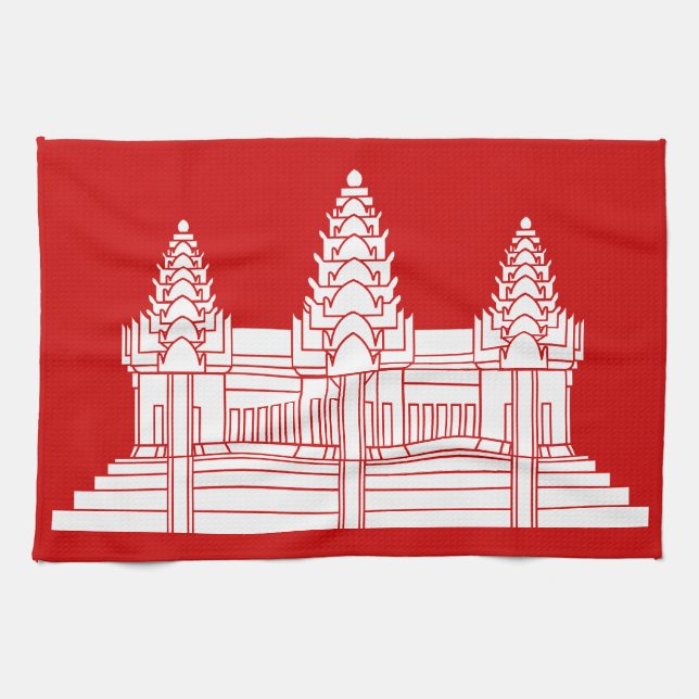 Angkor Wat Cambodian / Khmer Flag Tea Towel (Horizontal)