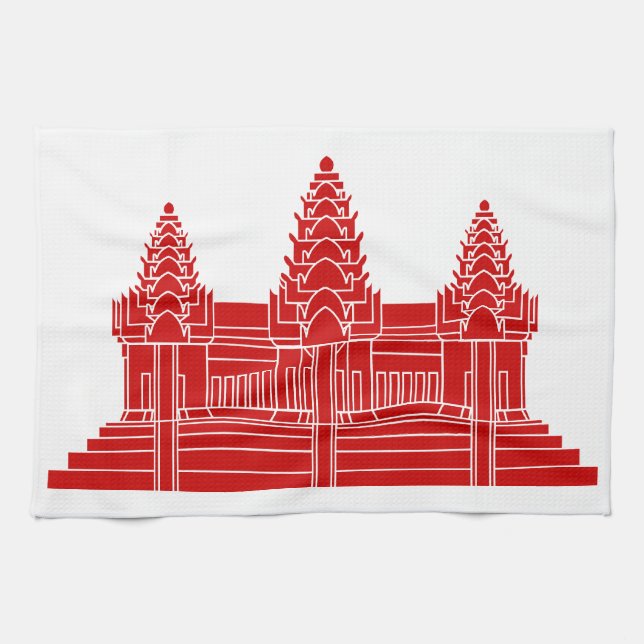 Angkor Wat Cambodian / Khmer Flag Tea Towel (Horizontal)