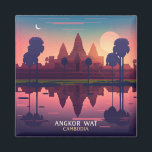 Angkor Wat Sunrise Cambodia Siem Reap Retro Magnet<br><div class="desc">Display the Angkor Wat temple at sunrise,  in Siem Reap in Cambodia.</div>