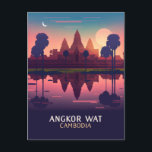 Angkor Wat Sunrise Cambodia Siem Reap Retro  Postcard<br><div class="desc">Display the Angkor Wat temple at sunrise,  in Siem Reap in Cambodia.</div>