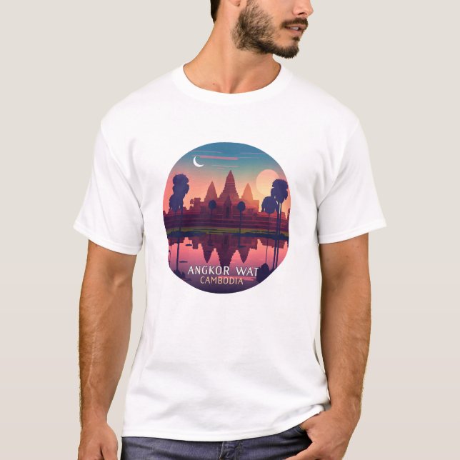 Angkor Wat Sunrise Cambodia Siem Reap Retro T-Shirt (Front)