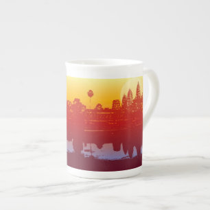 Angkor Wat Sunset Modern Silhouette Art Sunrise Bone China Mug